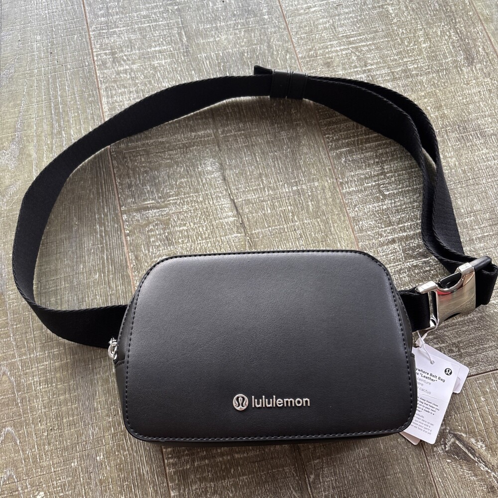 Lululemon Everywhere Belt Bag Cactus Leather Black Silver 1L Fanny Pack NEW NWT